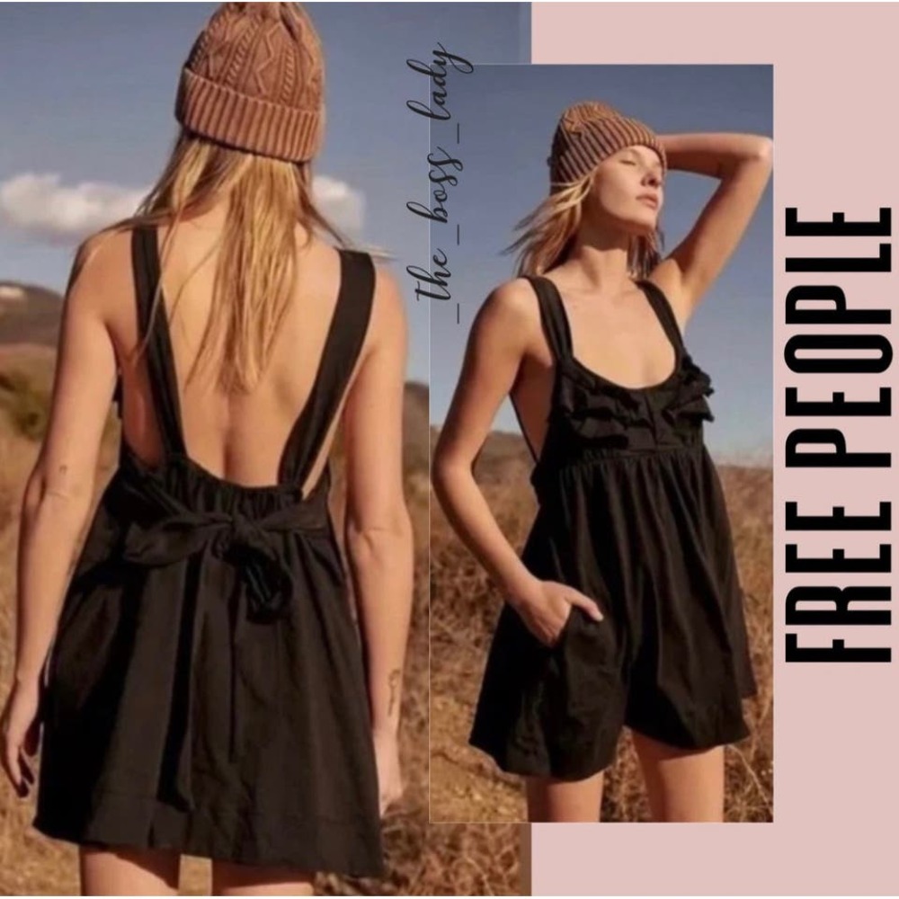 Free People dress mini Large ruffles bow cotton spring summer boho